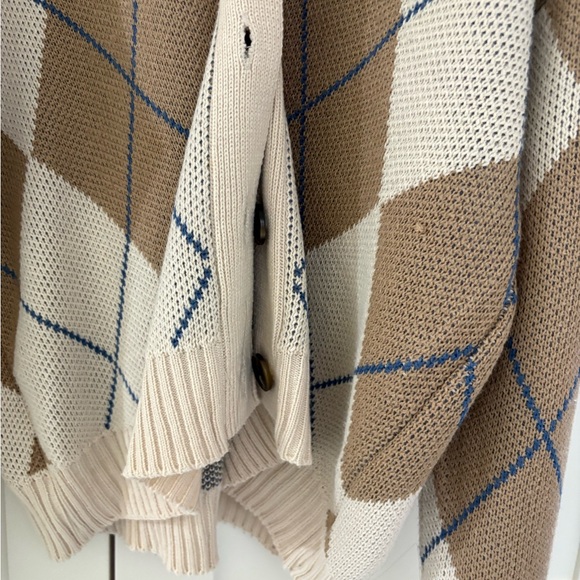 OAK + FORT Beige and Tan Checkered Cardigan - Picture 2 of 3